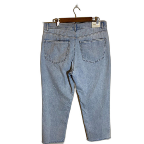 Express Mom Jean Super High Rise Women's Size 10 Ripped Raw Hem Light Wash - Picture 5 of 10